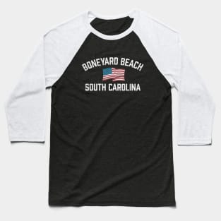 Boneyard Beach South Carolina Bulls Island SC USA Flag Vintage Baseball T-Shirt